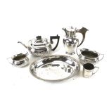 A tea set of six assorted silverplate items. Including tea pot, jug and sugar bowl, etc. Max.