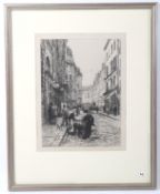 Leon L'hermitte (1844-1925) etching, 'Rue St. Andre', framed and glazed.