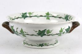 An 18th century Minton 'Ivy' two handled footed bowl.