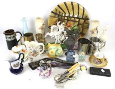 An assortment of vintage ceramics and glassware.