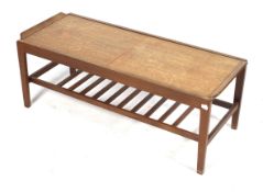 A mid-century Remploy teak rectangular coffee table.