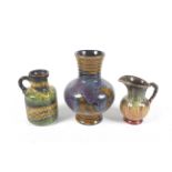 A collection of three assorted Mid century German vases. Max.