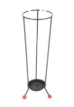 A mid-century 'atomic sputnik' umbrella stand. With tin drip tray.