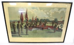 Terence Cuneo print, 'Paracute Regiment' 1950, framed and glazed.