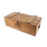 A vintage wooden crate.