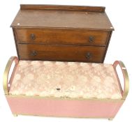 A Lloyd Loom style ottoman blanket box and a chest of drawers.