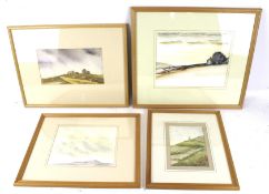 Kevin Wagg, four assorted watercolour paintings. Including 'Tor Climb', 1992, all framed and glazed.