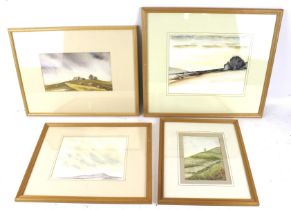 Kevin Wagg, four assorted watercolour paintings. Including 'Tor Climb', 1992, all framed and glazed.