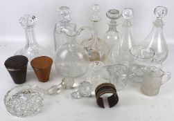 An assortment of 19th century and later glassware.