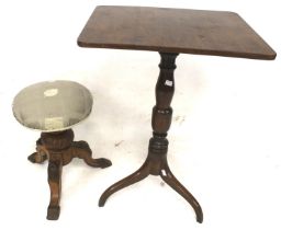 Tilt top table and a piano stool. Max.