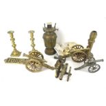 A selection of vintage brassware including model canons, etc. Max.