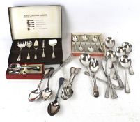 A small collection of miscellaneous silver-plated flatware.