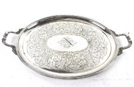 A large Victorian silver-plated oval tray by Elkington & Co.