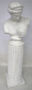 A contemporary 'Classical' style plaster bust on a column.