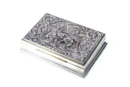 A vintage 'Siam silver' or white metal cigar box.