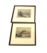 A pair of James Alhege Brewer colour etchings. Including 'St. Michaels Mount' and 'Loch Lomond'.