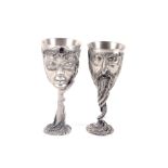 A pair of Royal Selanger Lord of the Rings pewter chalices.