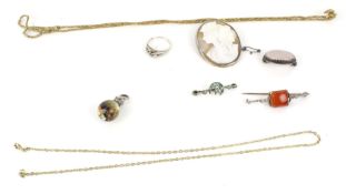 A small collection of Victorian and later jewellery and other items.