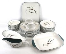 A mid-century Denby Stoneware Greenwheat dinner service.