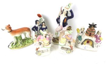 A collection of 19th century and later Staffordshire figures.