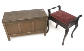 A vintage piano stool and oak blanket box.