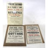 Three vintage W H Palmer & Sons auction posters. Local interest Glastonbury & Street. Max.