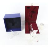 Three boxed pieces of Swarovski. Comprising a clown, fish and a swan, Max.