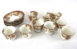 A set of nine Victorian Redfern & Drakeford Floral china teacups and saucers. No 3059.