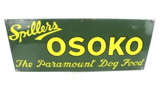 An enamelled metal sign for: Spillers, Osoko, The Paramount Dog Food.