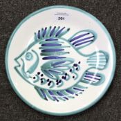 'Vallauris' studio pottery hand painted 'Fish' plate.