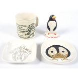 Four pieces of mid-century ceramics. Comprising a Carlton Ware Guinness penguin, H9.