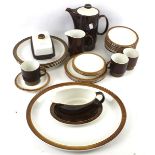 A retro Poole pottery two-tone tea and dinner service.