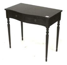 A reproduction Georgian style serpentine hall table with two drawers. On turned tapering supports.