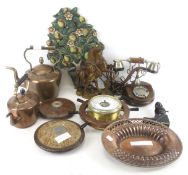 Assortment of collectables. Including a copper kettle, telephone, etc. Max.