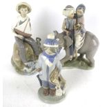 Three Lladro Daisa porcelain figures. Including an elephant. Max.