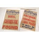 Two vintage Daily Telegraph posters.
