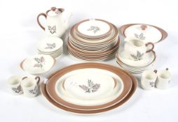 A Wedgwood 'Bay Leaf' dinner and coffee service. Including cups and saucers, plates, dishes, etc.
