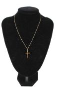 A vintage 9ct gold Latin cross and chain.