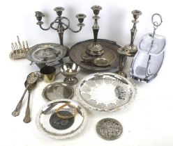 A collection of silverplated items.