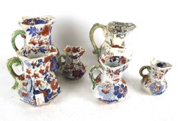 A collection of six assorted 19th century Mason's Ironstone china jugs. Max.