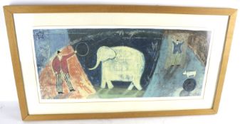 Paula McArdle signed print titled 'Elephant Exercise'.