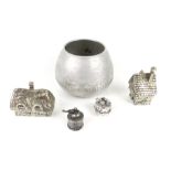 Two silver-plated paperweights and other objects. Comprising.