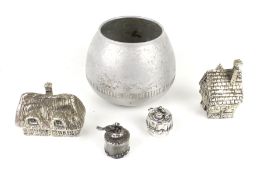 Two silver-plated paperweights and other objects. Comprising.