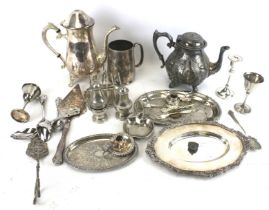 A collection of silverplated items.