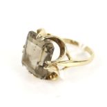 A vintage 9ct gold and smoky quartz single stone ring.