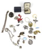 A collection of miscellaneous early 20th century and later costume jewellery and other small