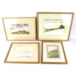Ken Wagg, four assorted watercolour paintings. Including 'Tor Climb', 1992, all framed and glazed.