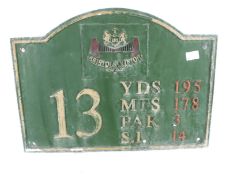 Bristol and Clifton Golf Club, Hole 13 tee marker in cast alloy.