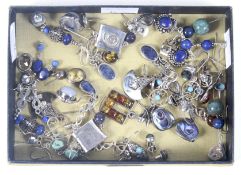 A collection of approximately 27 pairs of silver or white metal and gem set stud and pendent