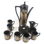 A Portmeirion 'Phoenix' six setting coffee service.